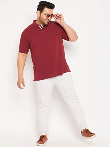 Image of Club York Men Cotton Blend Half Sleeve Polo Neck Solid Plus Size T-Shirt