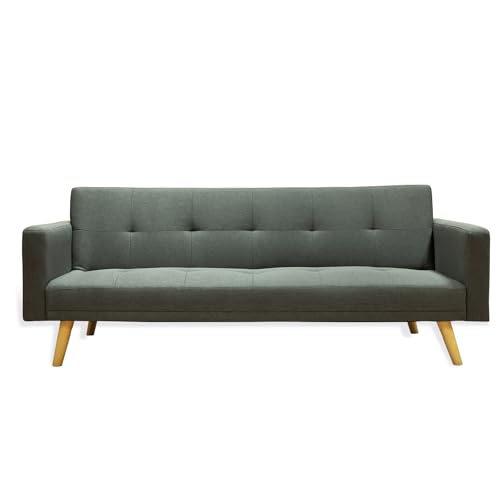 Catálogo para Comprar On-line Sofa Cama Queen Size - solo los mejores. 48 Ilios Innova | Sofá Cama Plegable con Descansabrazos | Resistente y Elegante Sillón Armable Convertible con Estructura de Madera Tapizado Lino (Gris)