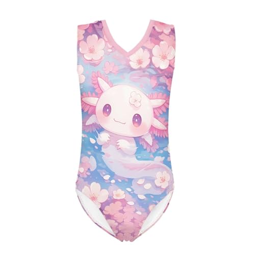 Image of Girls Cartoon Pattern One-Piece Swimsuits Sport Racer Swimwear Beach Bathing Suit, Size 5-14