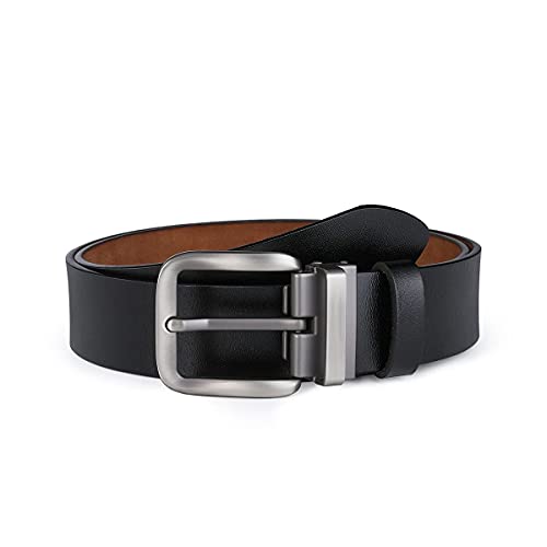 Preisvergleich Produktbild VRLEGEND Gürtel Herren Ledergürtel Leder Jeansguertel Herrengürtel Entfernbar Schnalle Einstellbar 110-180cm (150cm, Schwarz)