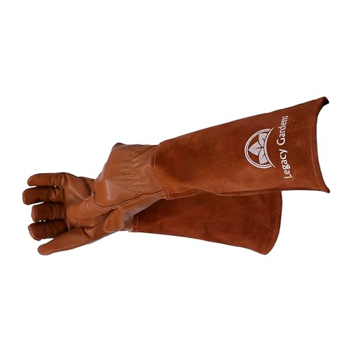 Legacy Gardens Rose Pruning Gardening Leather Gloves with Long Leather Forearm