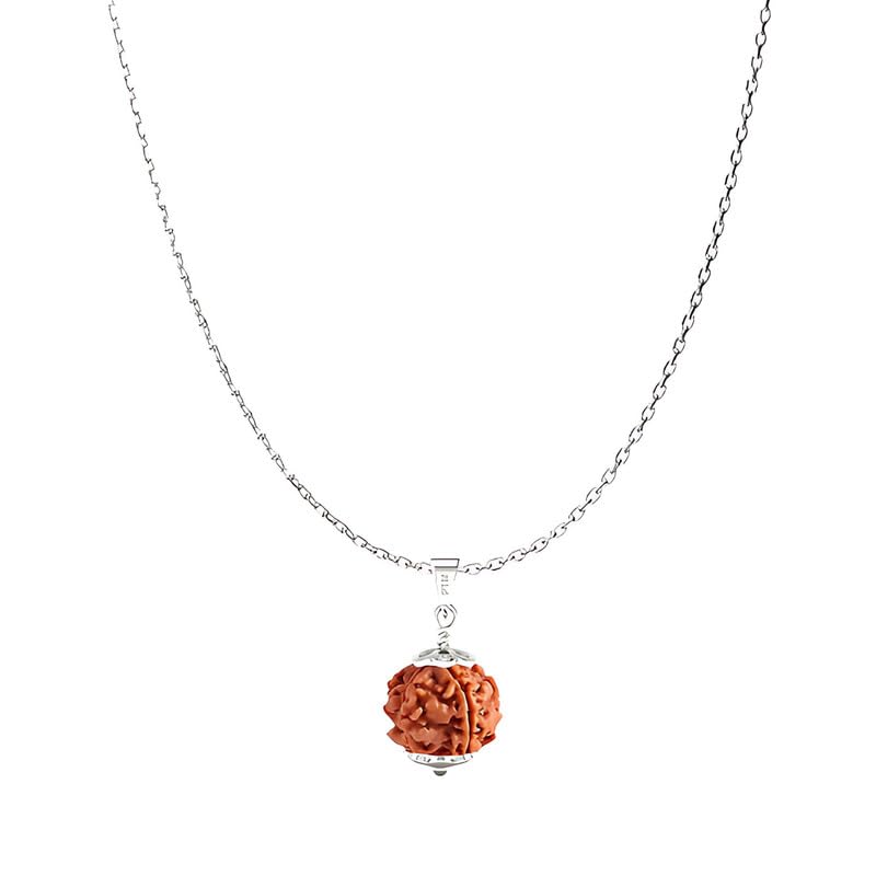 Natural 3 Mukhi Rudraksha Pendant | Trimukhi Nepali Astrological Bead | Three Face 925 BIS Hallmark Sterling Silver Locket With Chain for Men & Women lab certified