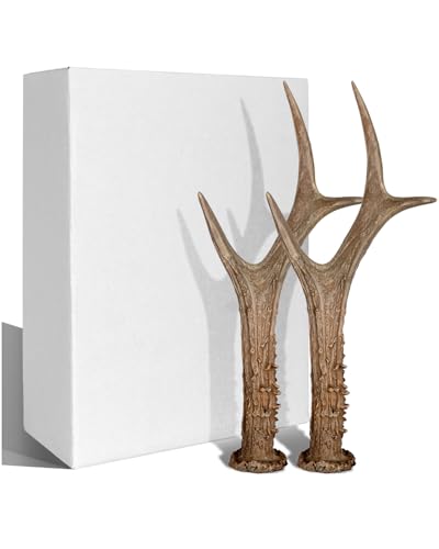 LVOW Tribal Deer Antlers Decor - 2Pc Resin Antler Ornaments Brown