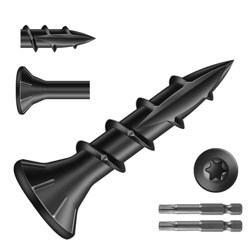 Image of #8 x 3 /4 inch Deck Screws (2765Pcs) 10lb. Carbon Steel, Black, Flat Head, Rust Resistant epoxy Coated, with T25 Star Bit