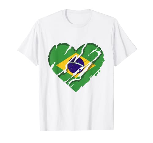 Brazil Heart Brazilian Flag Brazilian Pride T-Shirt