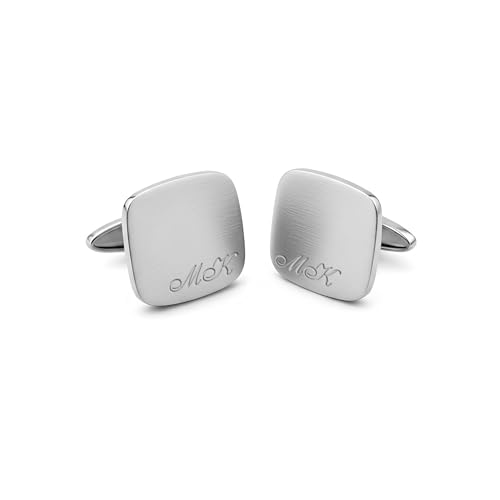 Mancuernillas de plata grabadas personalizadas para hombre