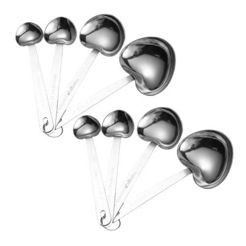 UTHCLO 2セット ステンレス製ハート型計量スプーン 食品グレード素材 厚手耐久で正確計量 キッチン調味料用 タブスプーン測定器具 ベーキ