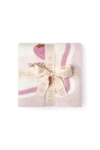 Image of Barefoot Dreams CozyChic Strawberry Stroller Blanket, Pink Sand Multi, 30 inchx40 inch