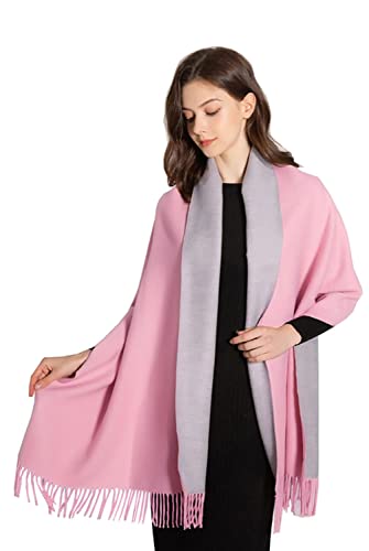 MOWEN Kaschmir Schal Frauen übergroße Pashmina Große Warme Schals Wraps 2-Ton Solid Color für Herbst Winter 70X200cm