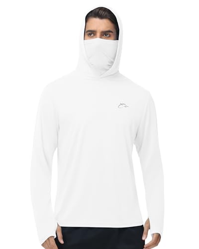 Image of FISHEAL Men's Performance Fishing Hoodie Shirt - UPF 50+ UV Sun Protection Long Sleeve Shirts with Mesh Face Mask