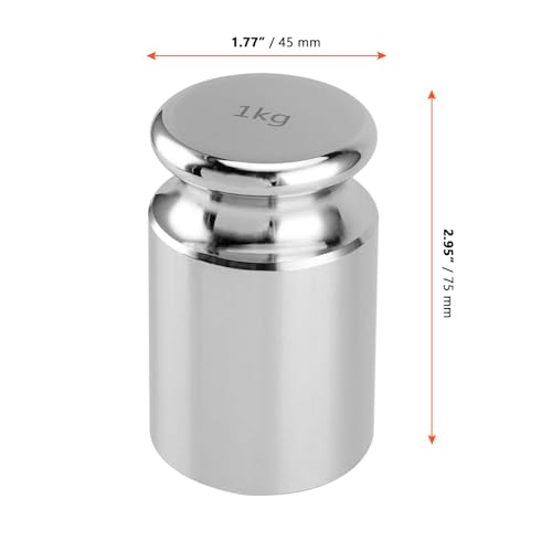 SINJEUN 2 Pack 1 Kg Calibration Weight, 1000 Kilogram Precision Steel Calibration Weight with Storage Case, Chrome Finish Calibration Weight for Digital Scale