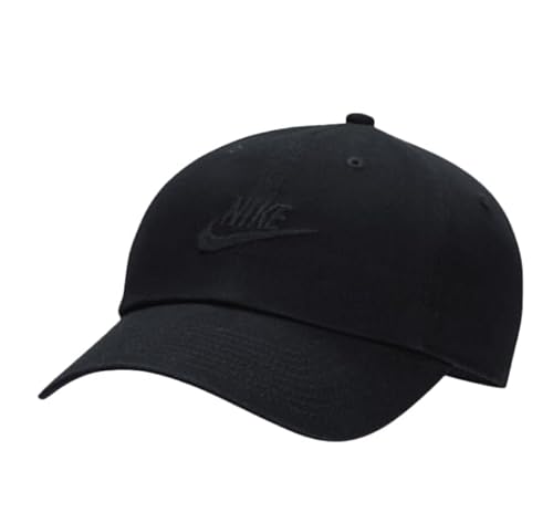 Nike Dri-FIT 吸湿発散性パフォーマンススウッシュキャップ/調節可能なストラップ付き - ユニ, H86 ブラック/ブラック, Large-X-Large