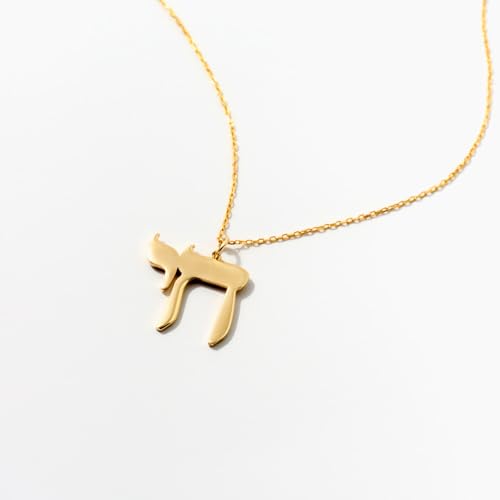 Gelin Chai Life Necklace in 14K Solid Gold | Dainty Gold Pendant Necklace for Women | Gift for Birthday | 18"3