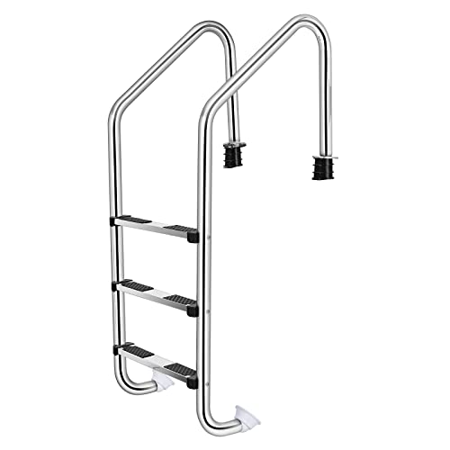 IRONMAX Swimming Pool Ladder, 3-Step Heavy Duty Stainless Steel Pool Stair w/Non-Slip Steps, Easy to Install, Pool Ladder for Inground Pools, Gym & Water Park, 265 LBS Weight Capacity