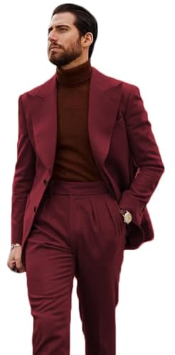 HZUOU Men's 2 Piece Regular Fit Suit Two Button Solid Suits for Men Formal Prom Wedding Party UOU70