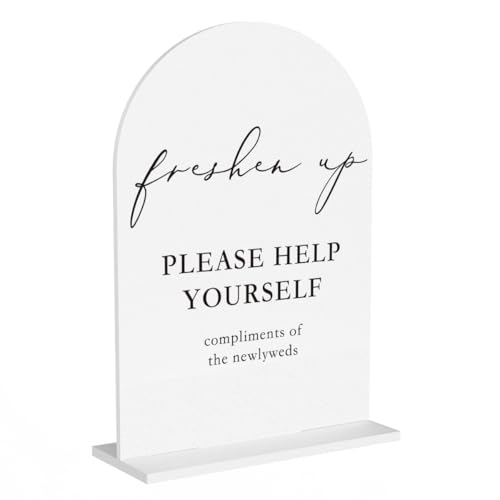 Freshen Up Sign Wedding Bathroom Favors Bathroom Basket Sign for Wedding Engagement Bridal Shower Baby Shower Table Desk Acrylic Decor
