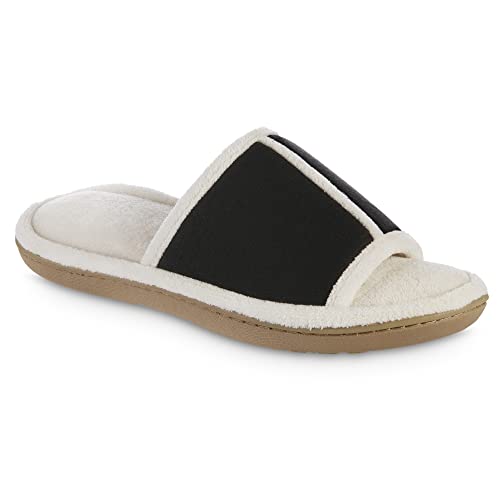 isotoner Womens Microterry Floral Print/Jersey Slide Slippers