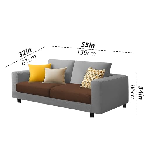 Image of Galib 2 Seater Sofa Set for Living Room (Brown Grey Fabric) Premium Fabric Sofa Set