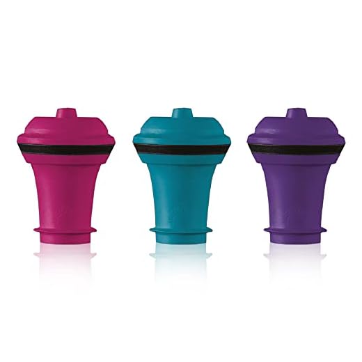 Vacu Vin Wine Saver Vacuum Stoppers – Set of 3 – Multicolor – Airtight Seal to Keep Wine Fresh Up to a Week – Compatible with Vacu Vin Wine Saver Pump – Reusable & Dishwasher Safe