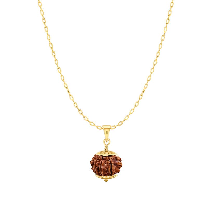 Natural 5 Mukhi Rudraksha Pendant | Panchmukhi Nepali Astrological Bead | Five Face Panchdhatu / 5 metals Gold Plated Locket With Chain for Men & Women lab certified-image-35