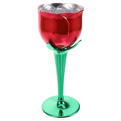 JOINPAYA Copa de Vino Forma de Rosa 175 Ml de Plástico Galvanizado Rojo, Vaso Reutilizable para Cócteles y Bebidas, Adecuado para Bodas y Decoración de Eventos Interiores y