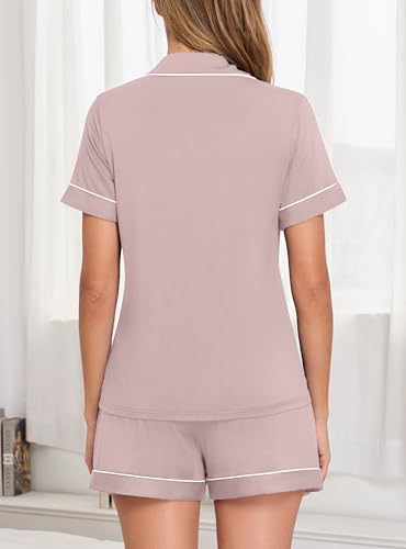 Image of Veseacky Womens Pajamas Set Short Sleeve Sleepwear Button Down Pjs Comfy 2 Pieces Soft Lounge Set S-XXL