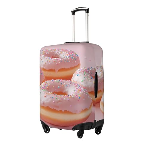 Pink Donuts Dessert Elastic Travel Luggage Cover, Washable Spandex Suitcase Protector, Anti-Scratch Fits 18-32 Inch2