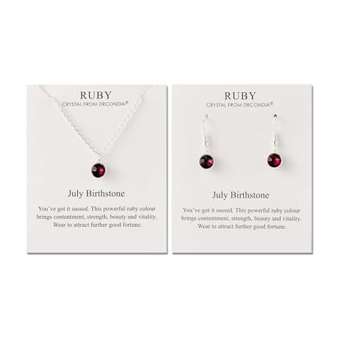 Philip Jones Ruby Birthstone Necklace and Earrings Set Cover
