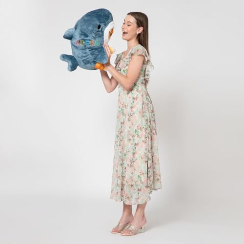 Image of ADORA Stuffed Toy Shark Cat Soft Plush Toy, 50cm, Grey and Orange Stuffed Animal Plush Toy