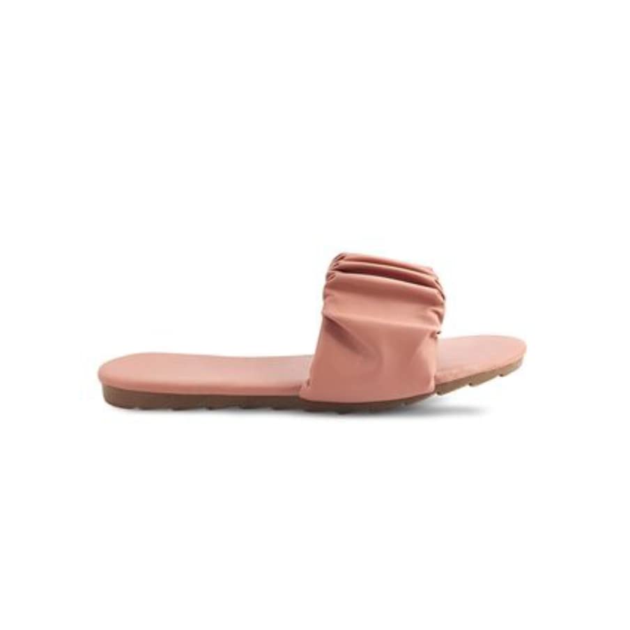 Image of Striped Ruffled Design Fancy Flats Sliders Fashionable Slippers GFor Women