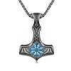 REDSUN Thor's Hammer Kette Schwarz, 925 Sterling Silber mit Türkis Einlage, Wikinger Keltisches Mjölnir Anhänger, Nordisches Wikinger Schwarz Schmuck für Damen Unisex Teenager Weihnachts