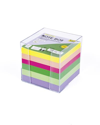 Folia Boîte à notes, multicolore, 9 x 9 cm, matériau ABS, 700 feuilles de couleurs assorties, marque WEDO, 1 pièce, emballé env. 9,6 x 9,6 x 9,1 cm.