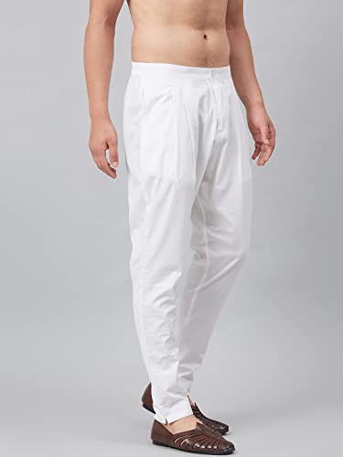 Image of See Designs Men's Cotton Regular Fit Lounge Pyjama | Soft & Breathable Sleepwear | Elastic Waist with Drawstring | Side Pockets | White
