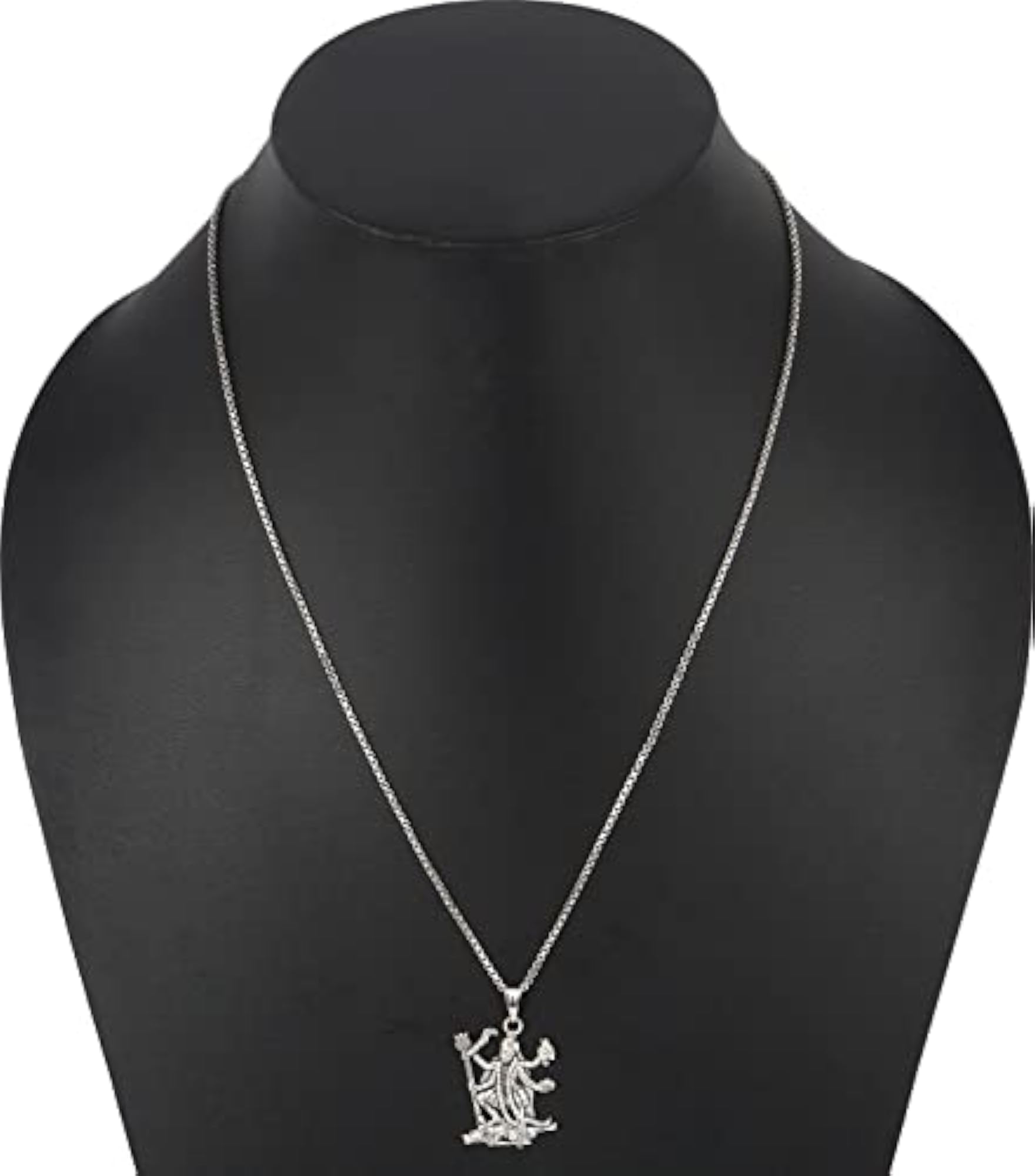 Oxidised Silver Plated Maa Kali Pendant with Box Chain