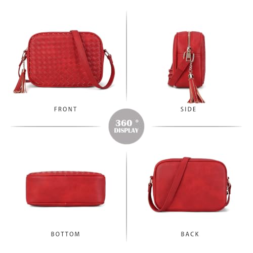 Image of AFKOMST Woven Crossbody Bags for Women Small Boho Purse with Roomy Space | Vegan Leather Camera Bag; Lightweight; Fits iPad mini, Long Wallet; Hands-Free Everyday