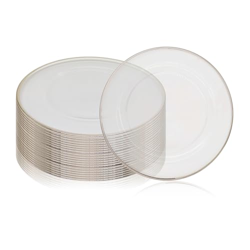 Trimming Shop 12 Stück Ladeteller transparent mit Silberrand 33 cm |...