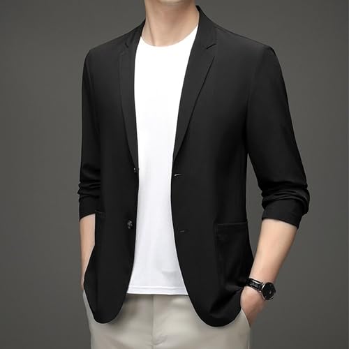 Men's Summer Casual Blazer Lightweight Slim Two Button Sport Coat Solid Color Lapel Daily Suit Jacket4