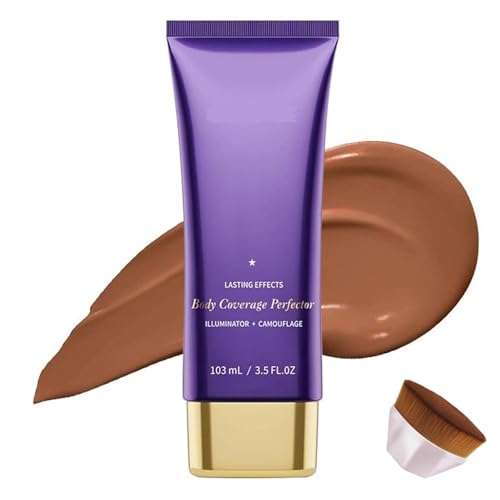 Corrector tono piel, base corporal de larga duración y resistente al agua, brillo natural para piel oscura, apto para cuerpo y piernas.