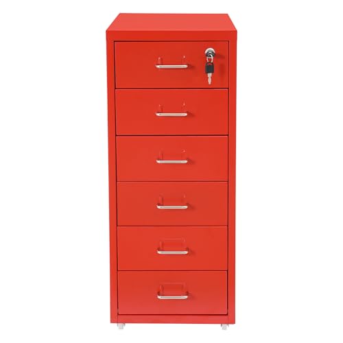 Vertical File Cabinet - Armario de metal con cajones para archivadores verticales y de oficina (rojo)