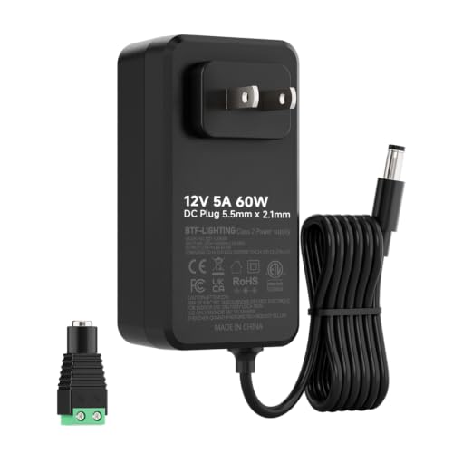 Image of BTF-LIGHTING 12V 5A 60W Power Supply Adapter ETL Listed, Class 2