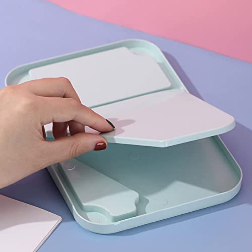 Image of Hand Mirror | Glass Rectangle Cosmetic Standing Mirror for Makeup, Portable for Travel, Camping, Home (Blue - Pack of 2, Rectangular, Floor Mount, Framed)