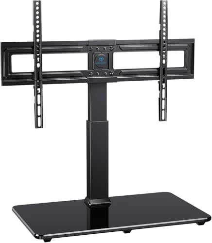 PERLESMITH Swivel Universal TV Stand for 37-80 inch LCD OLED Flat/Curved Screen TVs-Height Adjustable Table Top Center TV Stand with Wire Management, VESA 600x400mm up to 88lbs