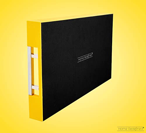 Modern Elegant 17.5"x12" Rectangle Yellow Shagreen Faux Leather Decorative Tray Ottoman Coffee Table Perfume Dresser Kitchen Serving Tray with Silver Metal Handles by Home Redefined for All Occasion's