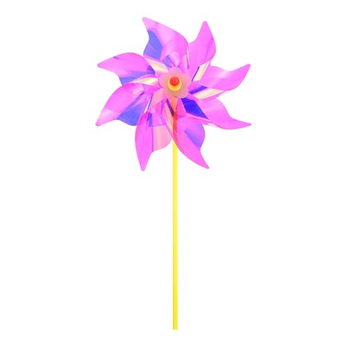 M METERXITY 1-Pack Rainbow Pinwheels, 20 Inch Plastic Wind Spinners Outdoor Flower Windmill for Party Decorations/Yard/Garden, Toy Wind Spinners [Rose Red]