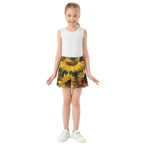 Girls' Shorts Athletic Skorts Toddlers Tennis Skirts Print Cheer Skirt Yellow Sunflowers 3t3