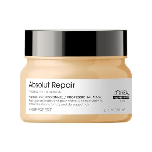 L’Oreal Professionnel Absolut Repair Hair Mask | Protein Hair Treatment | Repairs & Nourishes Dry, Damaged Hair | With Quinoa & Proteins | Adds Shine | Medium to Thick Hair Types