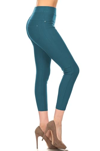Image of Leggings Depot Women's Cotton Blend Stretch Pull-on Jeggings Casual Pants with Pockets (Available in Plus Size)