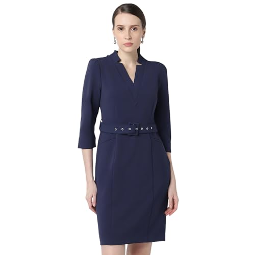 Image of Van Heusen Women's Regular Fit Half Sleeve Mid Thigh Length Sheath Dress