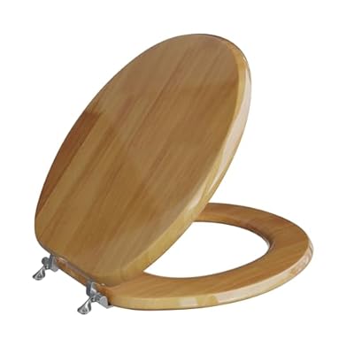 Comfort Seats C2B1R17CH Designer Solid Wood Toilet Seat with Chrome Hinges, Round, Oak