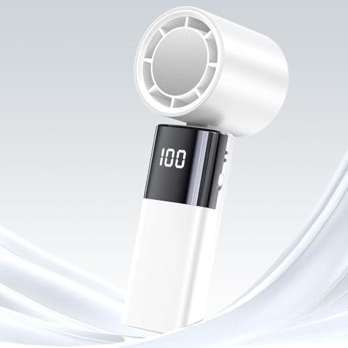 Werwing Ventilador portátil de 100 velocidades con pantalla digital, carga rápida de 4000 mAh y motor sin escobillas para viajes, camping, oficina (blanco)